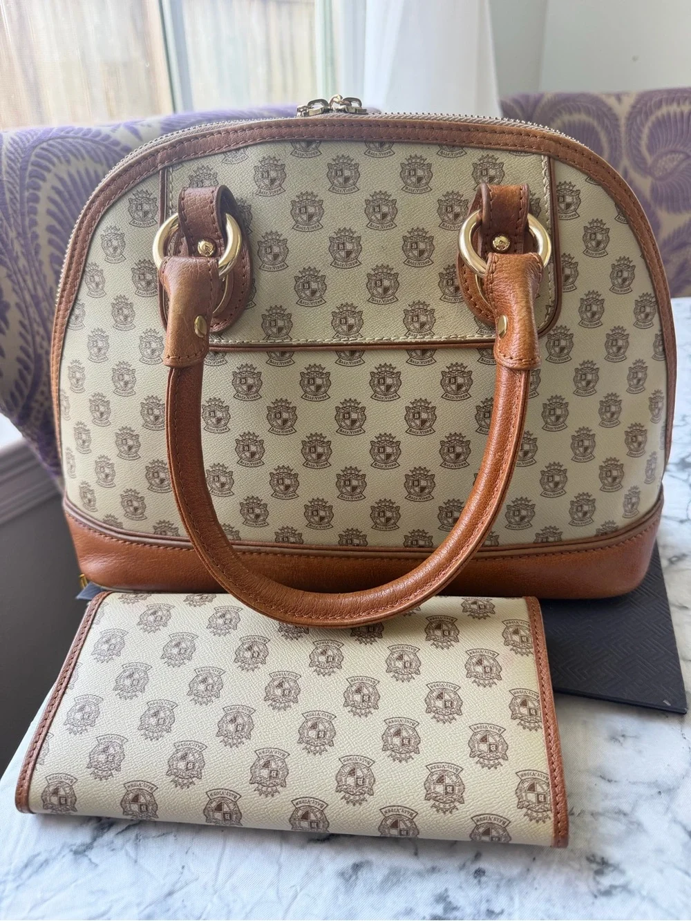Baly Viden Signature Beige and Brown Women's Satchel w wallet